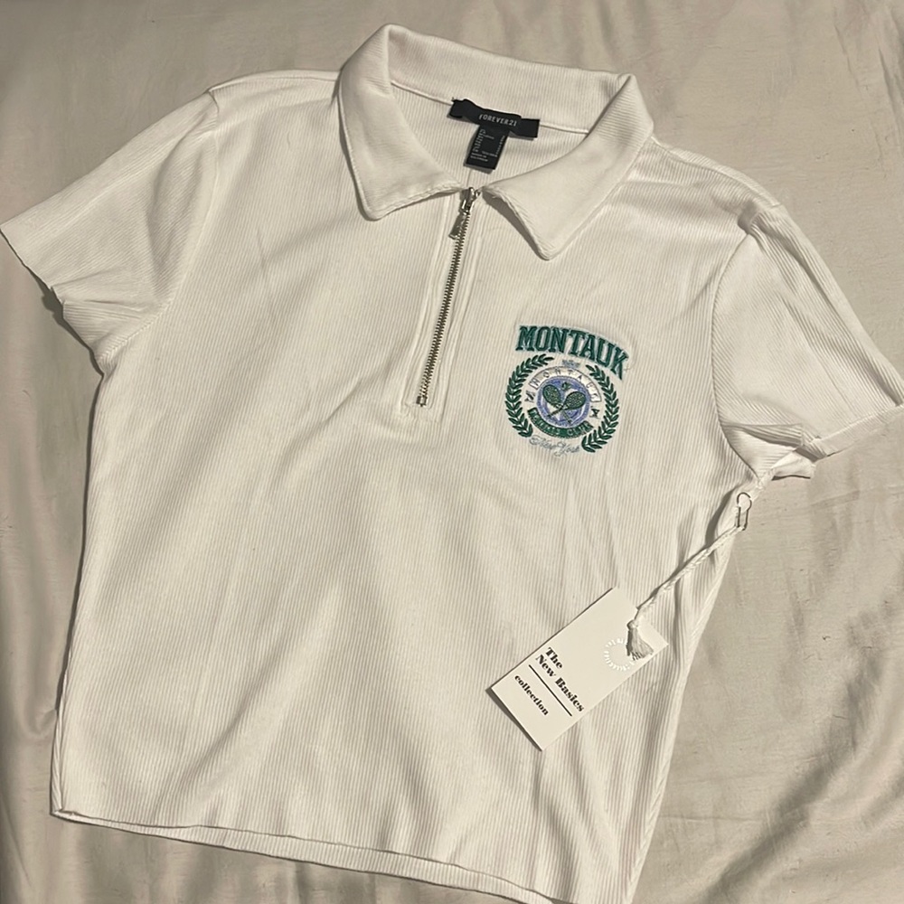 Cropped montauk tennis style polo top